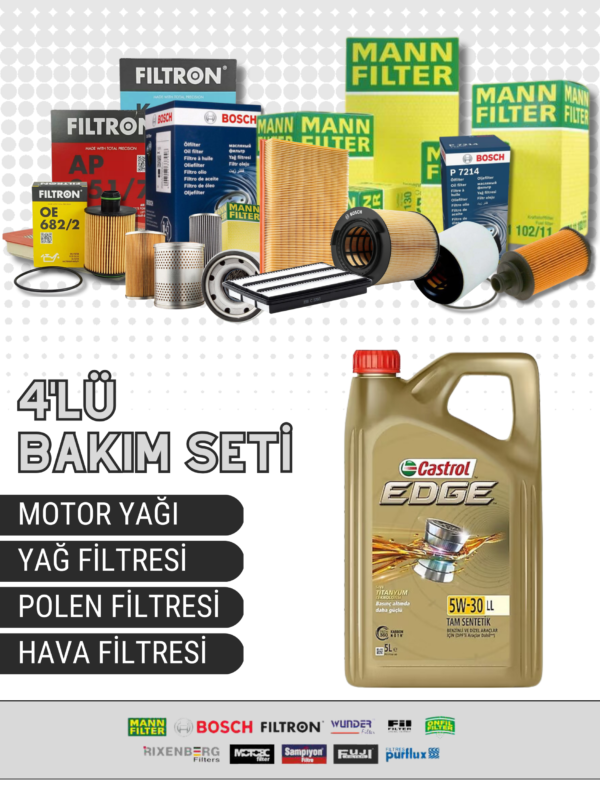 BMW 1.16D 116 HP Castrol Motor Yağlı Bakım Seti (2011-2015) 4 Parça Set