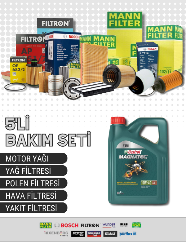 Skoda Octavia 1.6 TDI Castrol 10W-40 Motor Yağlı Bakım Seti (2010-2013) 5 Parça Set