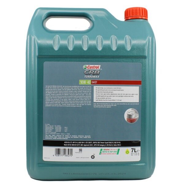 Castrol CRB Turbomax 10W40 7 Lt Sentetik Motor Yağı