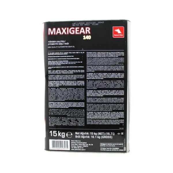 Petrol Ofisi Maxigear 140 15 Kg Şanzıman Dişli Yağı