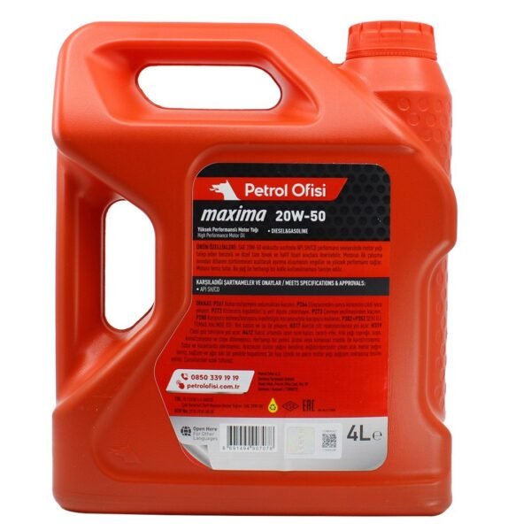 Petrol Ofisi Maxima 20W50 4 Lt Mineral Motor Yağı