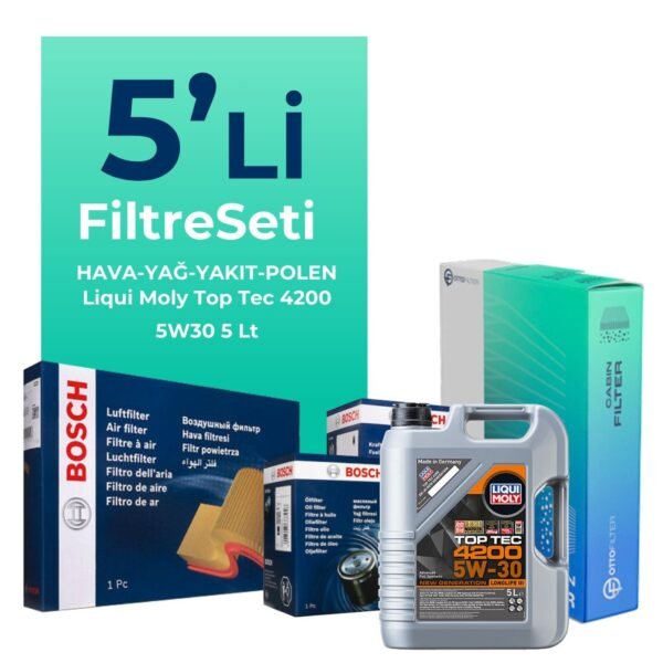 Bosch Audi A4 1.9 Dizel Filtre Bakım Seti Liqui Moly Motor Yağlı (2004-2009) 5 Li