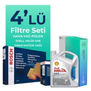 BOSCH Fiat Linea 1.4 T-Jet Benzin Filtre Bakım Seti Shell Motor Yağlı (2009-2017) 4 Lü