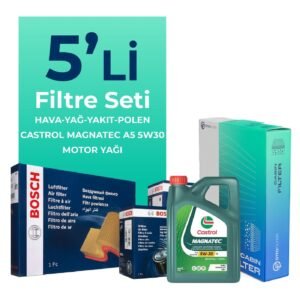 BOSCH Ford Fiesta 1.6 Dizel Filtre Bakım Seti Castrol Motor Yağlı (2009-2013) 5 Li