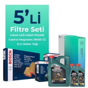 BOSCH Kia Rio 1.4 Dizel Filtre Bakım Seti Castrol Motor Yağlı (2011-2017) 5 Li