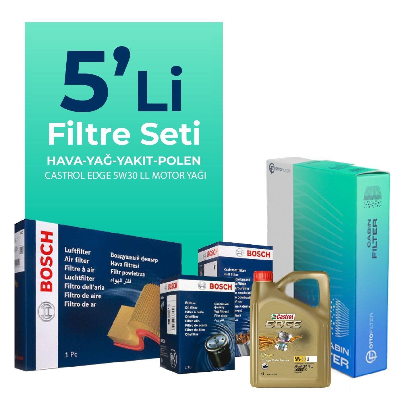BOSCH Mercedes ML350 Dizel Filtre Bakım Seti Castrol Motor Yağlı (2011-2015) 5 Li