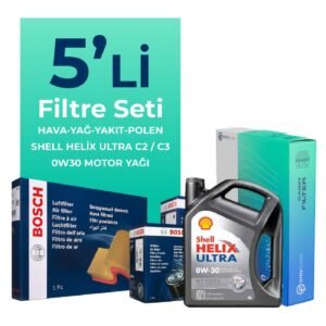 BOSCH Peugeot 208 1.6 BlueHDi Dizel Filtre Bakım Seti Shell Motor Yağlı (2016-2019) 5 Li