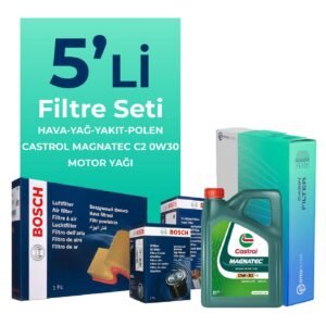 BOSCH Peugeot 301 1.6 BlueHDi Dizel Filtre Bakım Seti Castrol Motor Yağlı (2014-2020) 5 Li
