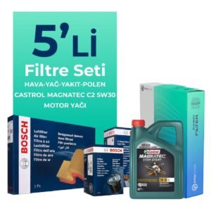 BOSCH Peugeot Partner 1.6 Dizel Filtre Bakım Seti Castrol Motor Yağlı (2010-2016) 5 Li