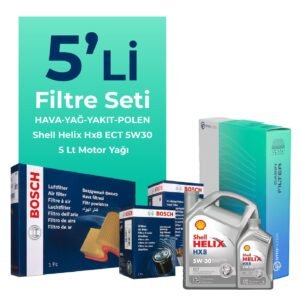 BOSCH Renault Clio 1.5 Dizel Filtre Bakım Seti Shell Motor Yağlı (2005-2012) 5 Li