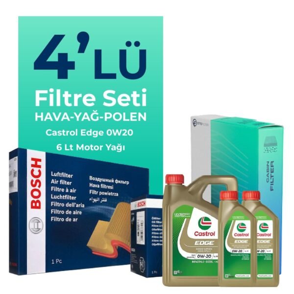 BOSCH Volvo V40 1.5 Benzin Filtre Bakım Seti Castrol Motor Yağlı (2015-2019) 4 Lü