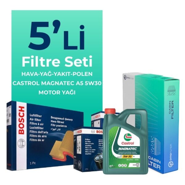 BOSCH Volvo V40 1.6 Dizel Filtre Bakım Seti Castrol Motor Yağlı (2013-2015) 5 Li