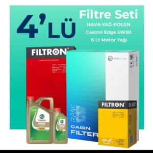Filtron BMW 5.20 Benzinli Filtre Bakım Seti Castrol Motor Yağlı (2017-2023) 4 Lü