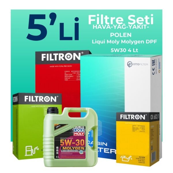 Filtron Citroen Berlingo 1.6 BlueHDi Dizel Filtre Bakım Seti Liqui Moly Motor Yağlı (2015-2018) 5 Li