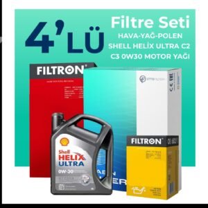 Filtron Citroen C5 AirCross 1.2 Benzinli Filtre Bakım Seti Shell Motor Yağlı (2018-2021) 4 Lü