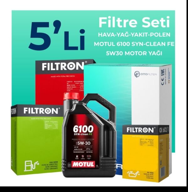 Filtron Dacia Logan 1.5 Dizel Filtre Bakım Seti Motul Motor Yağlı (2008-2012) 5 Li