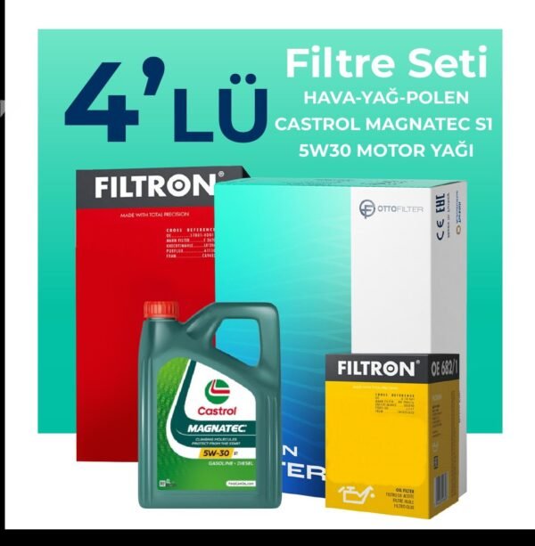 Filtron Fiat Egea 1.3 Dizel Filtre Bakım Seti Castrol Motor Yağlı (2015-2018) 4 Lü
