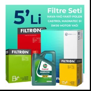 Filtron Fiat Egea 1.3 Dizel Filtre Bakım Seti Castrol Motor Yağlı (2015-2018) 5 Li