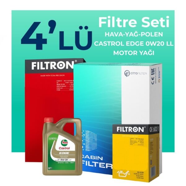 Filtron Fiat Egea 1.3 Dizel Filtre Bakım Seti Castrol Motor Yağlı (2019-2023) 4 Lü