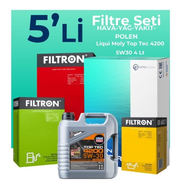Filtron Fiat Egea 1.3 Dizel Filtre Bakım Seti Liqui Moly Motor Yağlı (2015-2018) 5 Li
