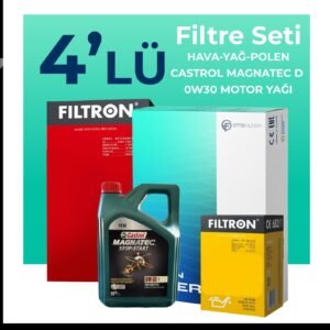 Filtron Fiat Egea 1.6 Benzin Filtre Bakım Seti Castrol Motor Yağlı (2015-2021) 4 Lü
