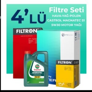 Filtron Fiat Grande Punto 1.3 Dizel Filtre Bakım Seti Castrol Motor Yağlı EURO 5 (2005-2013) 4 Lü