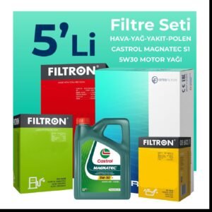 Filtron Fiat Grande Punto 1.3 Dizel Filtre Bakım Seti Castrol Motor Yağlı EURO 5 (2005-2013) 5 Li