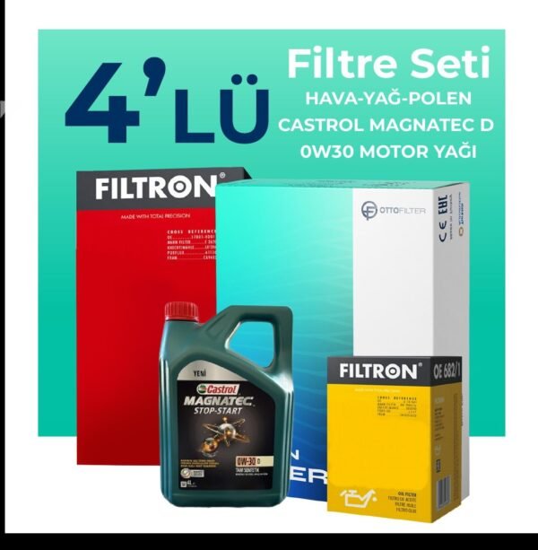 Filtron Ford Transit V363 2.0 Dizel Filtre Bakım Seti Castrol Motor Yağlı (2014-2024) 4 Lü