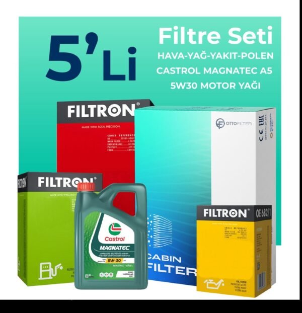 Filtron Kia Sorento 2.5 Dizel Filtre Bakım Seti Castrol Motor Yağlı (2006-2011) 5 Li