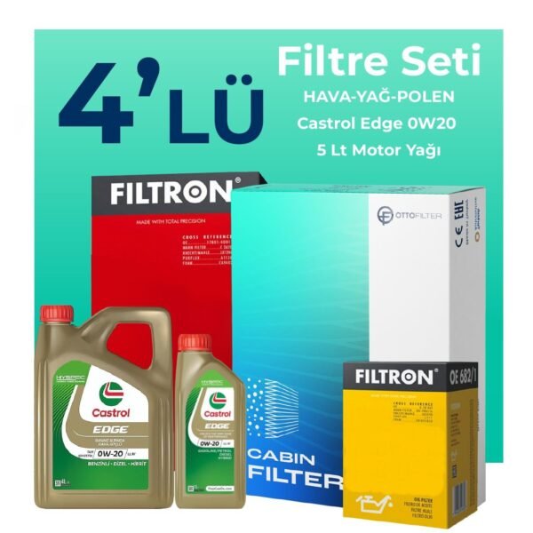 Filtron Kia Sportage 1.6 Dizel Filtre Bakım Seti Castrol Motor Yağlı (2021-2024) 4 Lü