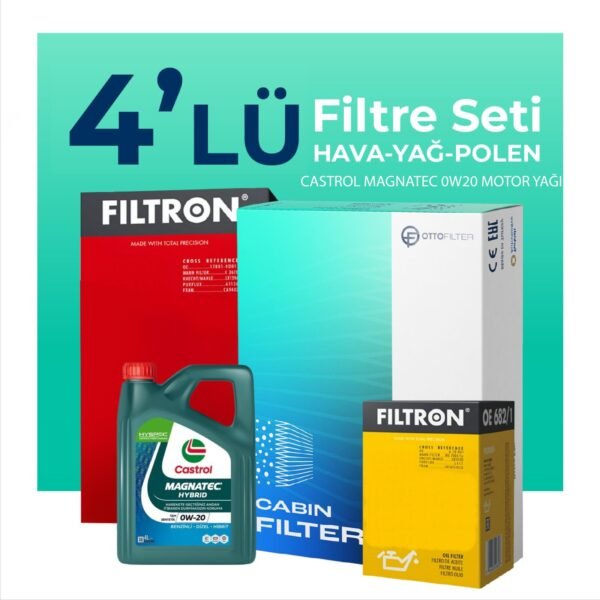 Filtron Kia Stonic 1.2 Benzin Filtre Bakım Seti Castrol Motor Yağlı (2020-2024) 4 Lü