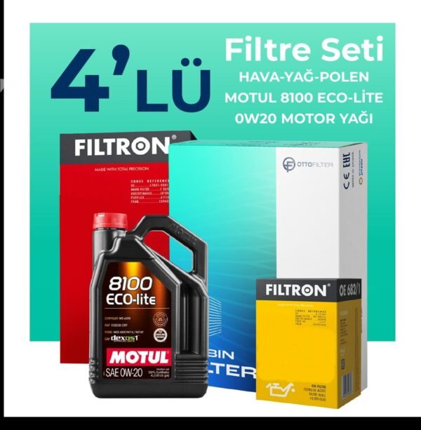 Filtron Kia Stonic 1.2 Benzin Filtre Bakım Seti Motul Motor Yağlı (2020-2024) 4 Lü