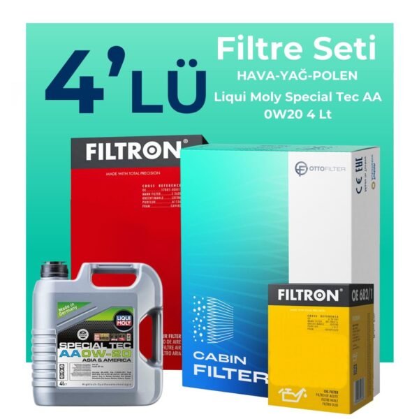 Filtron Kia Stonic 1.4 Benzin Filtre Bakım Seti Liqui Moly Motor Yağlı (2017-2024) 4 Lü