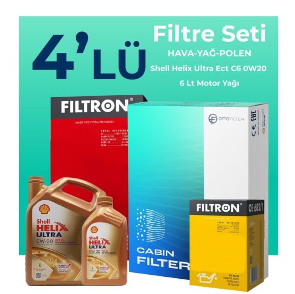 Filtron Mercedes C200 1.5 Hybrid Filtre Bakım Seti Shell Motor Yağlı (2021-2024) 4 Lü