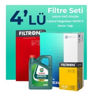 Filtron Peugeot Partner 1.5 Dizel Filtre Bakım Seti Castrol Motor Yağlı (2019-2024) 4 Lü