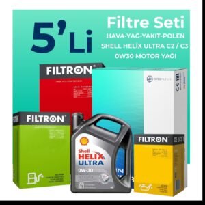 Filtron Peugeot Partner 1.6 BlueHDi Dizel Filtre Bakım Seti Shell Motor Yağlı (2015-2018) 5 Li