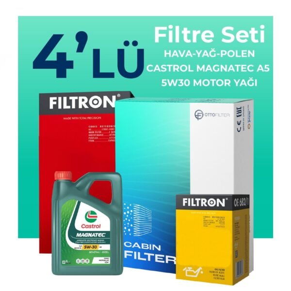 Filtron Toyota Hilux 2.5 Filtre Bakım Seti Castrol Motor Yağlı (2006-2015) 4 Lü