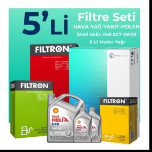 Filtron Volvo S60 2.0 Dizel Filtre Bakım Seti Shell Motor Yağlı (2011-2014) 5 Li