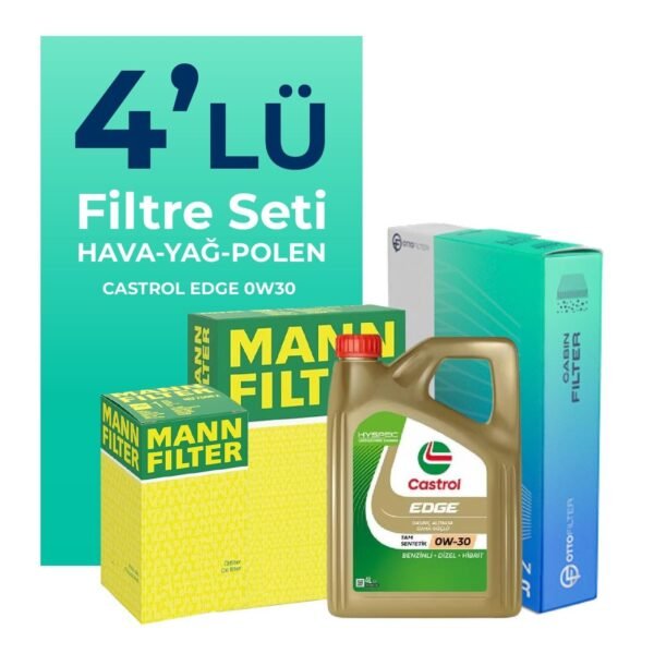 MANN Audi Q7 50 Dizel Filtre Bakım Seti Castrol Motor Yağlı (2019-2024) 4 Lü