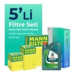 MANN Peugeot Partner 1.6 BlueHDi Dizel Filtre Bakım Seti Castrol Motor Yağlı (2015-2018) 5 Li