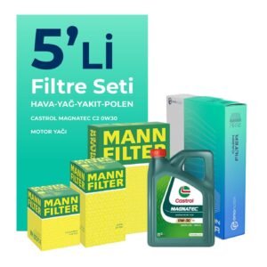 MANN Peugeot Partner 1.6 BlueHDi Dizel Filtre Bakım Seti Castrol Motor Yağlı (2015-2018) 5 Li