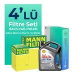 MANN Peugeot Partner 1.6 BlueHDi Dizel Filtre Bakım Seti Shell Motor Yağlı (2015-2018) 4 Lü