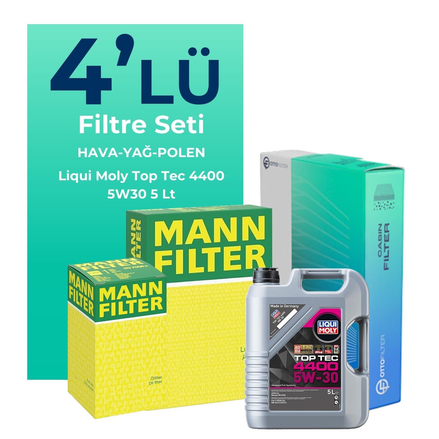 MANN Renault Megane 1.5 Dizel Filtre Bakım Seti Liqui Moly Motor Yağlı (2010-2016) 4 Lü