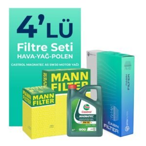MANN Toyota Avensis 1.6 Benzin Filtre Bakım Seti Castrol Motor Yağlı (2003-2009) 4 Lü