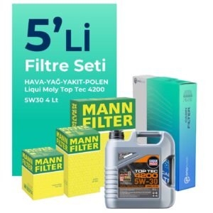 MANN Volkswagen CC 2.0 Dizel Filtre Bakım Seti Liqui Moly Motor Yağlı (2008-2012) 5 Li