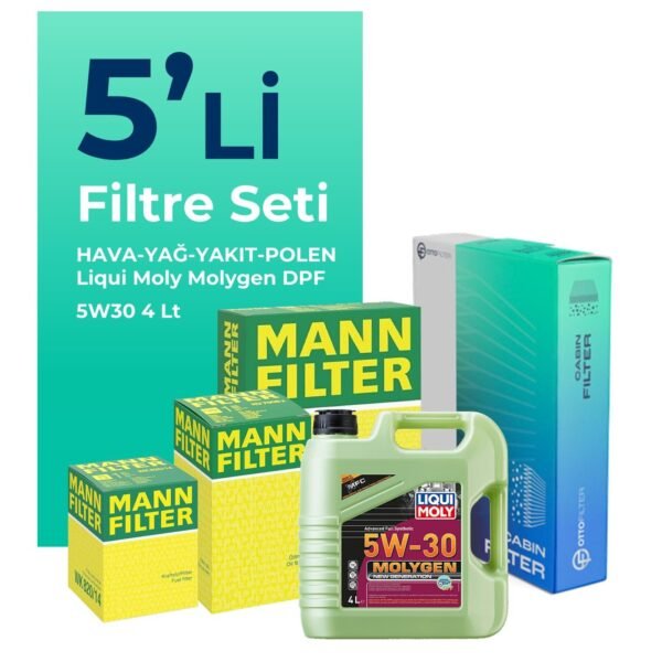 MANN Volvo S60 1.6 Dizel Filtre Bakım Seti Liqui Moly Motor Yağlı (2011-2015) 5 Li