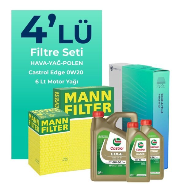 MANN Volvo V40 1.5 Benzin Filtre Bakım Seti Castrol Motor Yağlı (2015-2019) 4 Lü