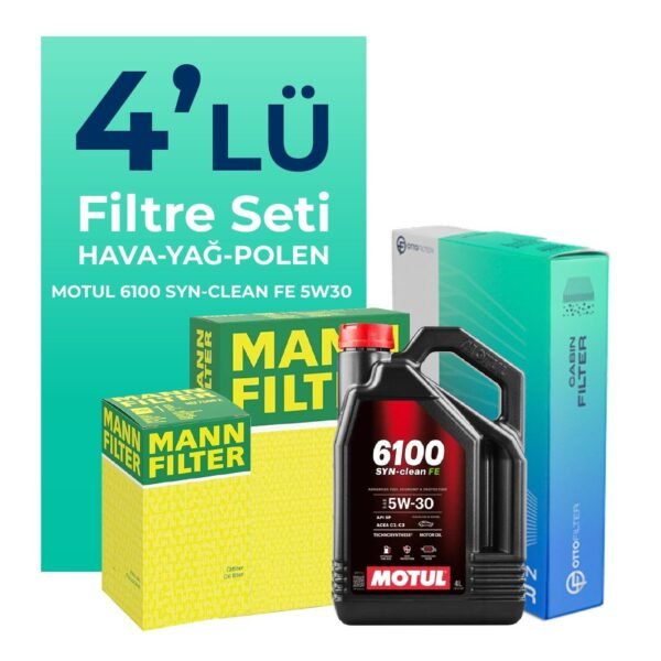 MANN Volvo V40 1.6 Benzin Filtre Bakım Seti Motul Motor Yağlı (2012-2016) 4 Lü