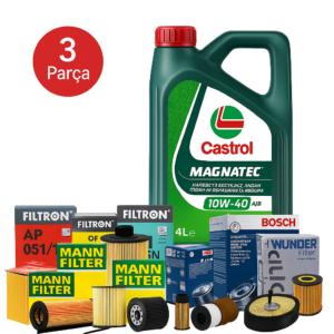 Bmw 3.20I (2004-2012) Castrol 10W-40 Motor Yağlı Filtre Bakım Seti 3 Parça Set