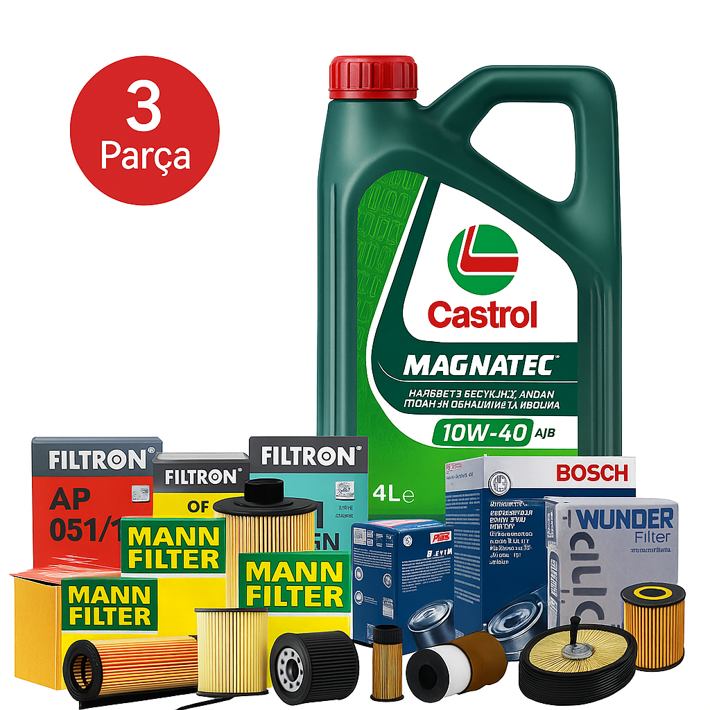 Volkswagen Transporter T6 2.0 TDI (2015-2020) Castrol 10W-40 Motor Yağlı Filtre Bakım Seti 3 Parça Set